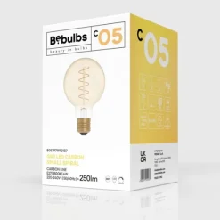 LED-lampa Golden Carbon Line Curved Spiral 4W E27 glob 80mm dimbar