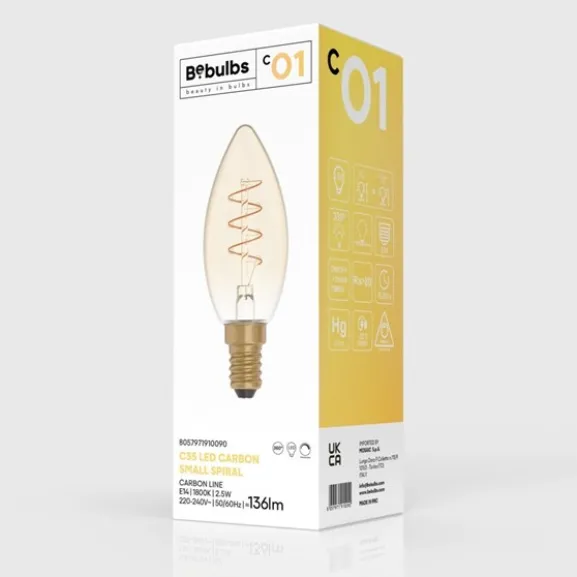 LED-lampa Golden Carbon Line Curved Spiral 2,5W E14 kronljus dimbar