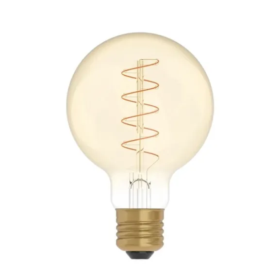 LED-lampa Golden Carbon Line Curved Spiral 4W E27 glob 80mm dimbar