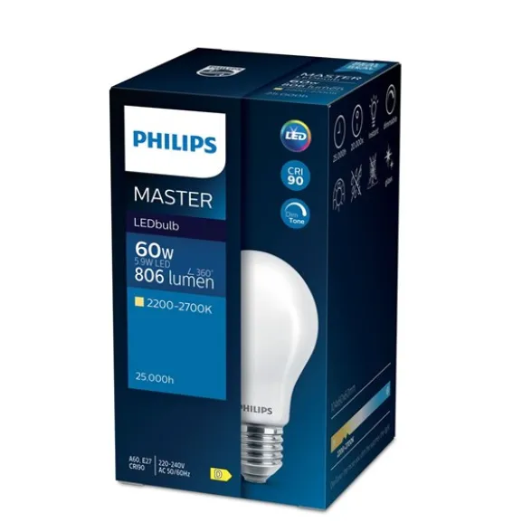 LED-lampa normal 5,9(60)W E27 dim to warm, matt
