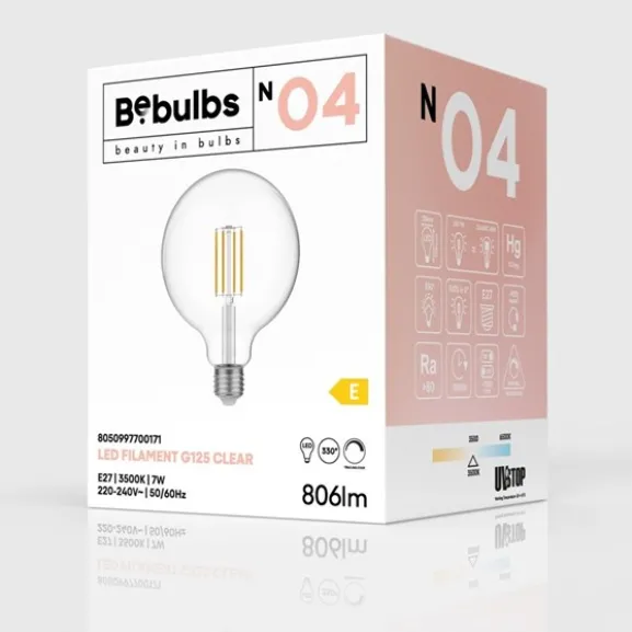 LED-lampa Transparent 7W E27 glob 125mm dimbar