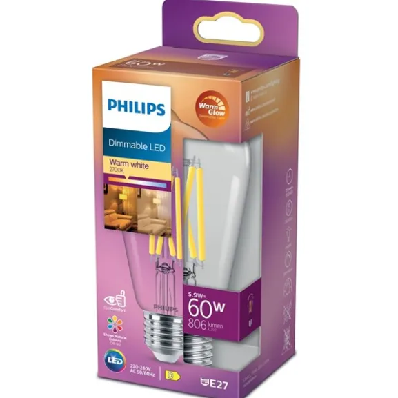 LED-lampa 5,9W(60W) edison E27 dim to warm