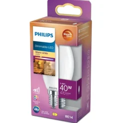 LED-lampa 3,4W(40W) kronljus frostad E14 dim to warm