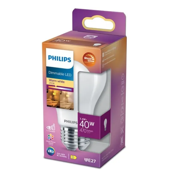 LED-lampa 3,4W(40W) normal frostad E27 dim to warm
