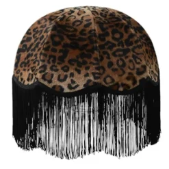 Leopard Päls Lampskärm med svart frans 50 cm