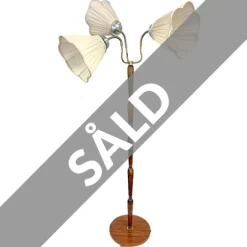 Linda golvlampa 3-arm, trä/mässing