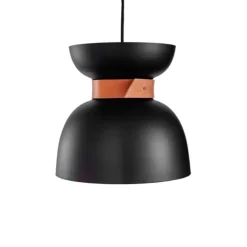 Liv taklampa, mattsvart/läder 30cm