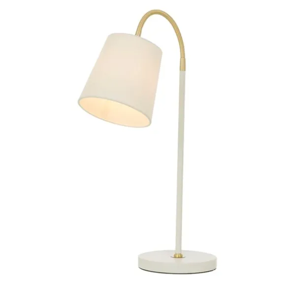 LJUSDAL bordlampa, vit/matt mässing