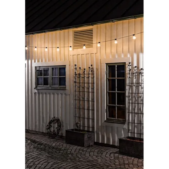 Ljusslinga E27 10 amber LED svart kabel 24V/IP44