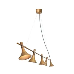 Megafon taklampa 5 rak, råmässing 137cm
