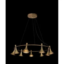 Megafon taklampa 9 rund, råmässing 90cm