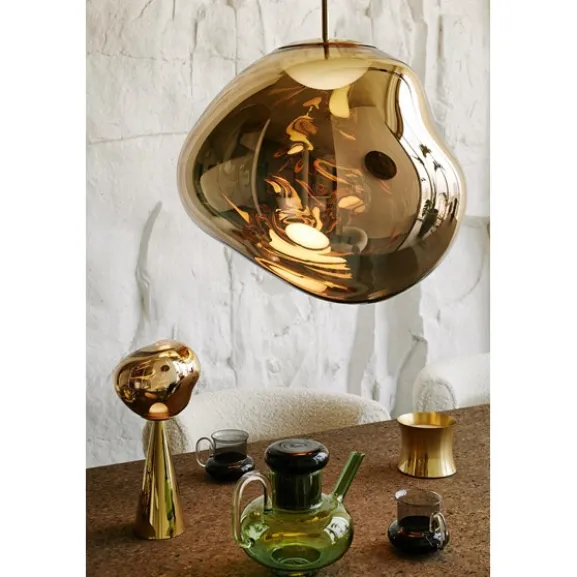 Melt portabel bordslampa guld LED