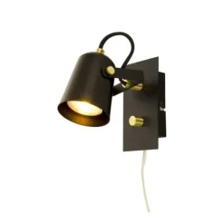 METZ vägglampa, svart/matt mässing