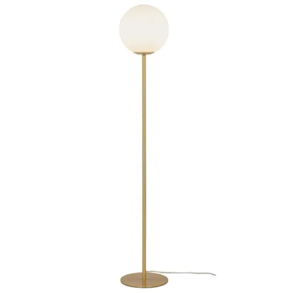 Molekyl golvlampa, matt mässing/vit