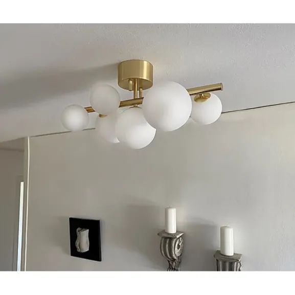 MOLEKYL plafond, matt mässing/vit