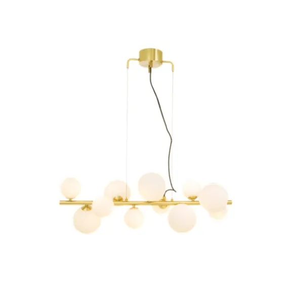 Molekyl taklampa, matt mässing/opal 85cm