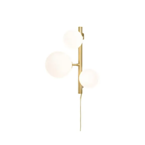 Molekyl vägglampa, matt mässing/opal
