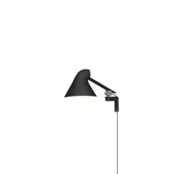 NJP vägglampa kort arm, svart 20cm