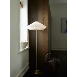 Paris golvlampa, mässing/vit Ø56