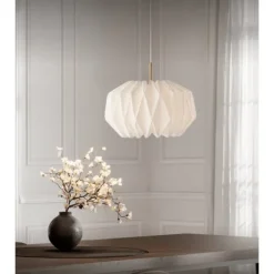 Pendel SOFTLY PLEATED I Medium Vit/Mässing