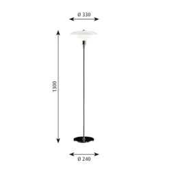 PH 3 1/2-2 1/2 golvlampa, krom/opalglas 130cm