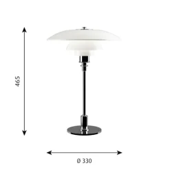 PH 3/2 bordslampa, krom/opal 47,2cm