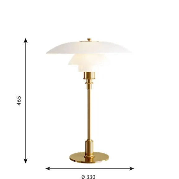 PH 3½-2½ bordslampa, mässing/opal 45cm