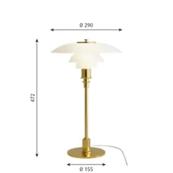 PH 3-2 bordslampa, mässing/opal 47,2cm