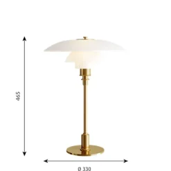 PH 3½-2½ bordslampa, mässing/opal 45cm