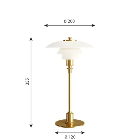 PH 2/1 bordslampa, mässing/opal 35,5cm