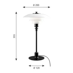 PH 2/1 bordslampa, svart/opal 35,5cm