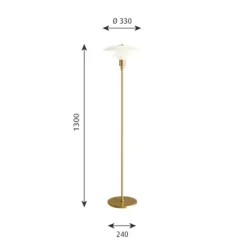 PH 3½-2½ golvlampa, mässing/opal 130cm