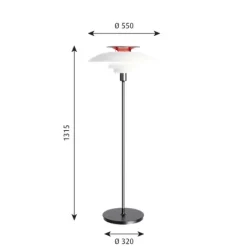 PH 80 golvlampa. vit/stål 131,5cm