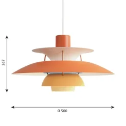 PH 5 pendel, hues of orange 50cm