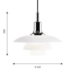 PH 3½-3 pendel, krom/opal 33cm