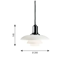 PH 2/1 pendel, krom/opal 20cm