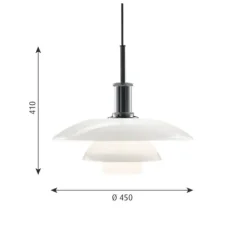 PH 4½-4 pendel, krom/opal 45cm