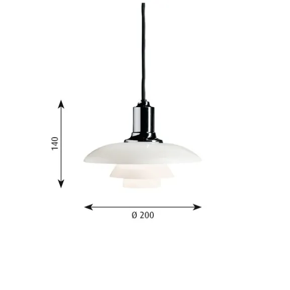 PH 2/1 pendel, krom/opal 20cm