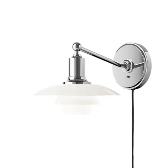 PH 2-1 vägglampa, krom/opal