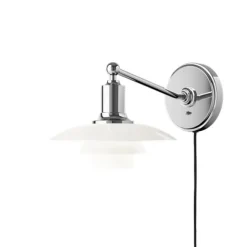 PH 2-1 vägglampa, krom/opal