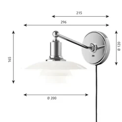 PH 2-1 vägglampa, krom/opal