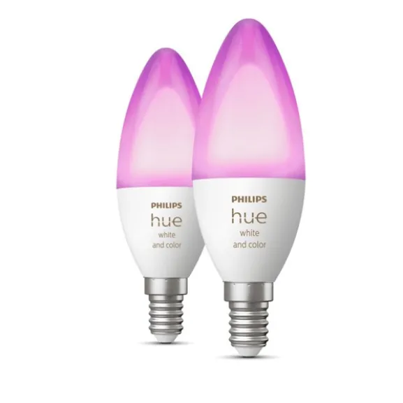 Philips Hue White & Color 2-pack E14 kronljus 4W