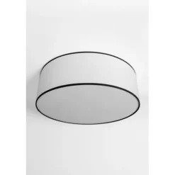 Plafond Theo D48 E27x3 bomull vit/svart
