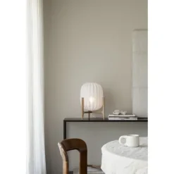 Prisma bordslampa, ek/vit linne 42cm