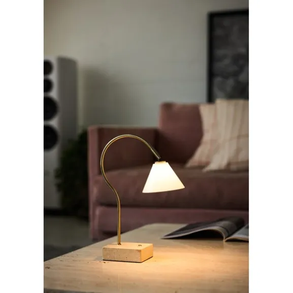 Question Bärbar Bordslampa - Antik Mässing Opal Glas