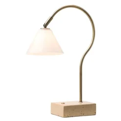 Question Bärbar Bordslampa - Antik Mässing Opal Glas