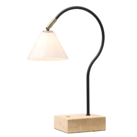 Question Bärbar Bordslampa - Svart Antik Mässing Opal Glas