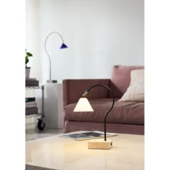 Question Bärbar Bordslampa - Svart Antik Mässing Opal Glas