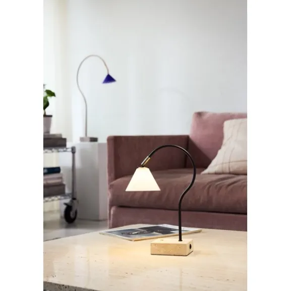 Question Bärbar Bordslampa - Svart Antik Mässing Opal Glas