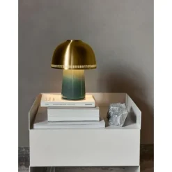 Raku Portabel bordslampa SH8, Blågrön/mässing